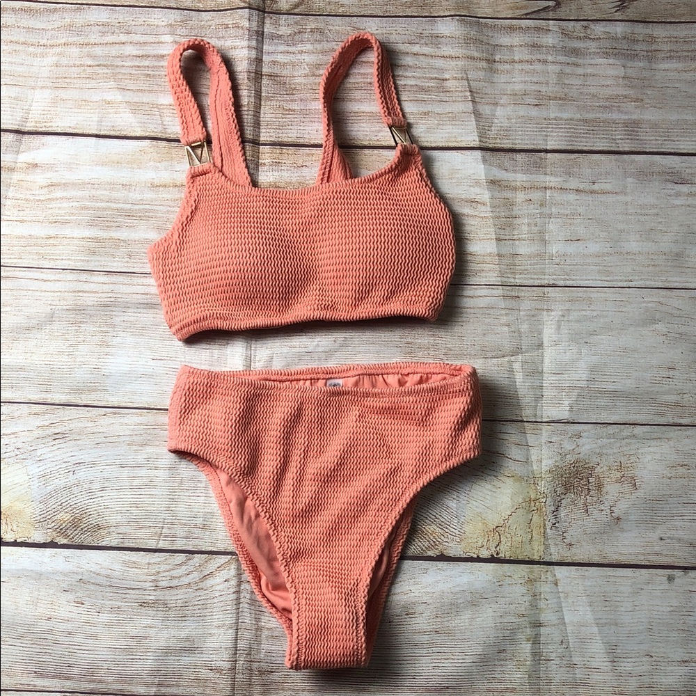Victoria's Secret Peach Textured‎ Bikini Set